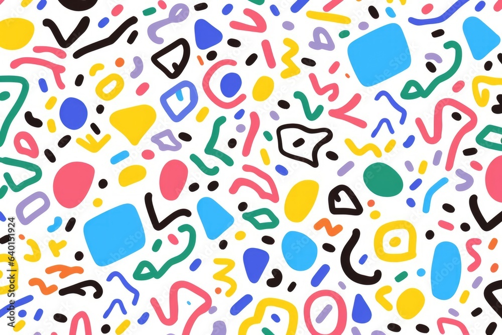 This is a fun and colorful line doodle seamless pattern. It features a creative minimalist style art background suitable for children or trendy designs with basic shapes. The design incl Generative AI This is a fun and colorful line doodle seamless pattern. It features a creative minimalist style art background suitable for children or trendy designs with basic shapes. The design incl Generative AI
