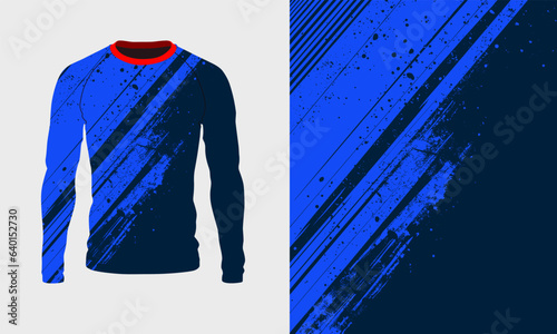 Long sleeve jersey blue grunge texture for extreme sport, racing, gym, cycling, training, motocross, travel. Vector backdrop