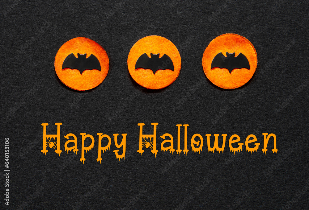 Black Halloween Background With Orange Dots And Text Happy Halloween Black Halloween Background With Orange Dots And Text Happy Halloween