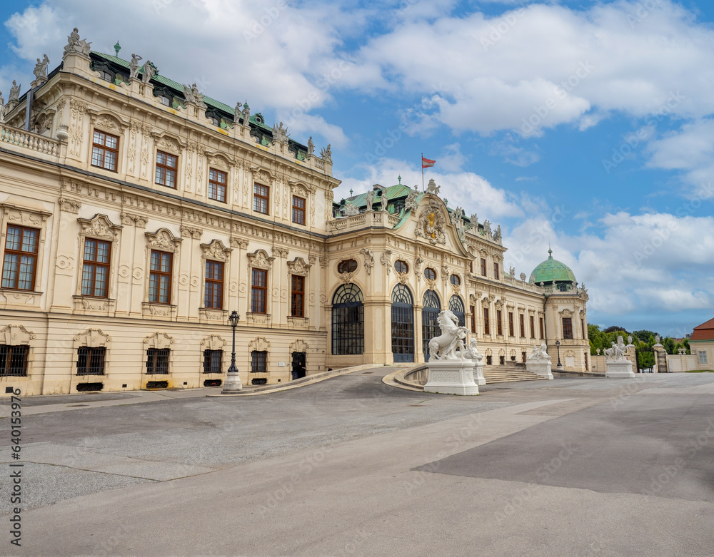 August 5, 2023, Austria, Vienna. Facade of the Belvedere Palace