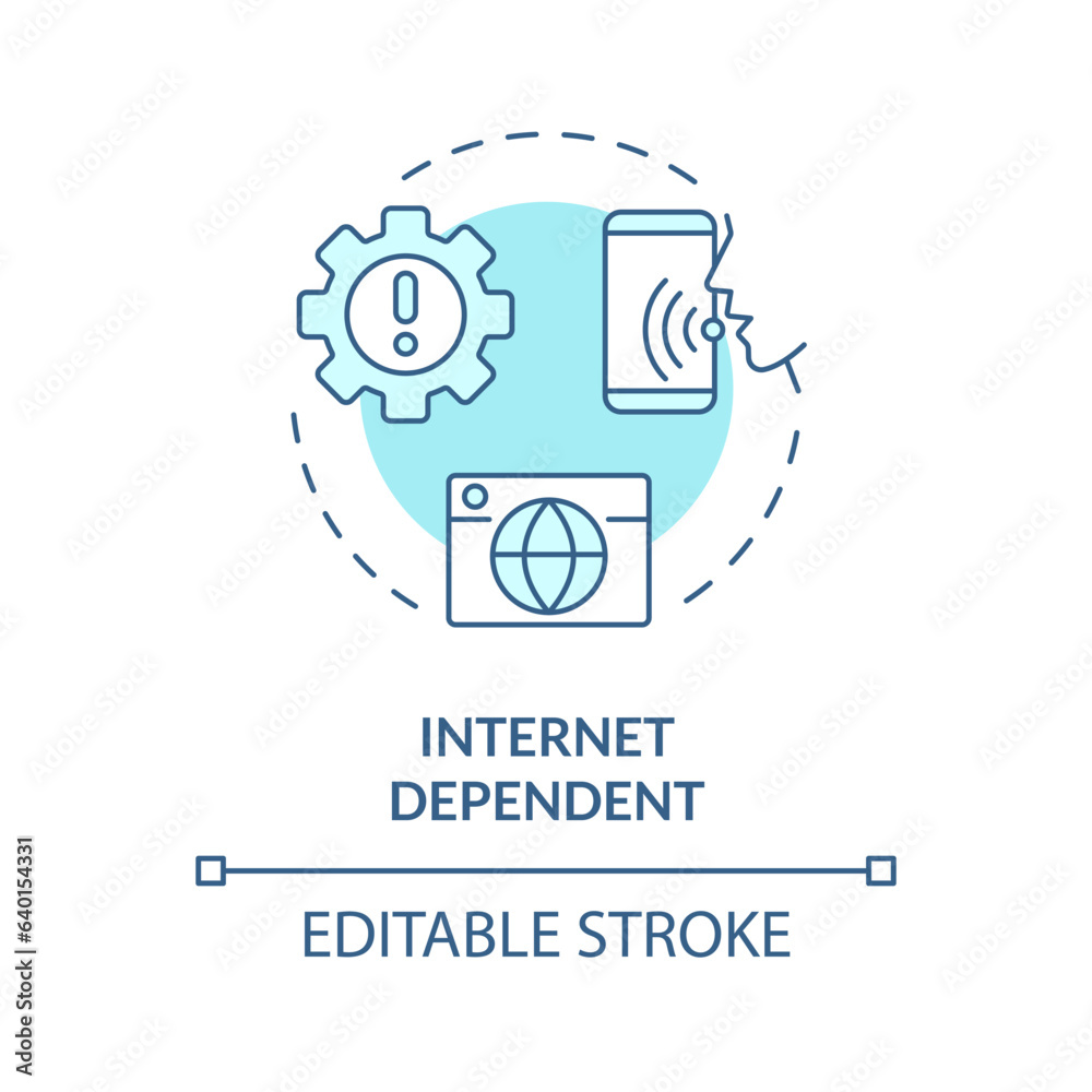 2D editable internet dependent thin line blue icon concept, isolated vector, illustration representing voice assistant. 2D editable internet dependent thin line blue icon concept, isolated vector, illustration representing voice assistant.