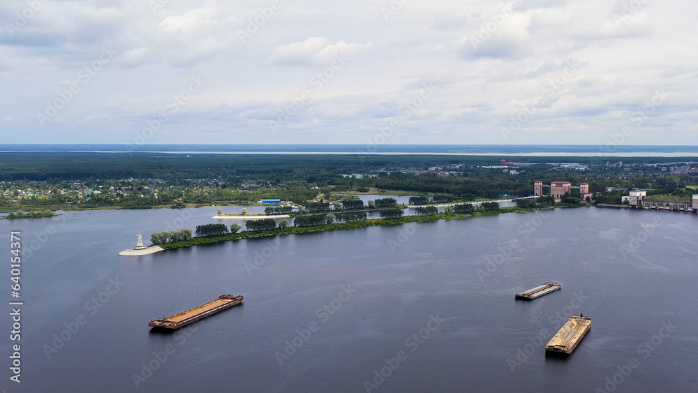 Rybinsk, Russia. The system locks Rybinsk reservoir, Aerial View