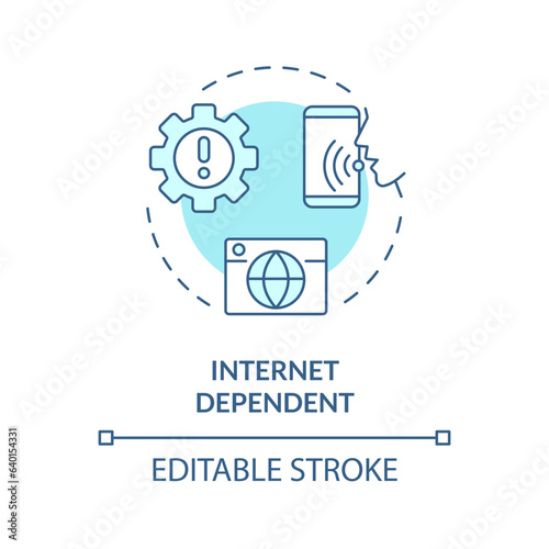 2D editable internet dependent thin line blue icon concept, isolated vector, illustration representing voice assistant.