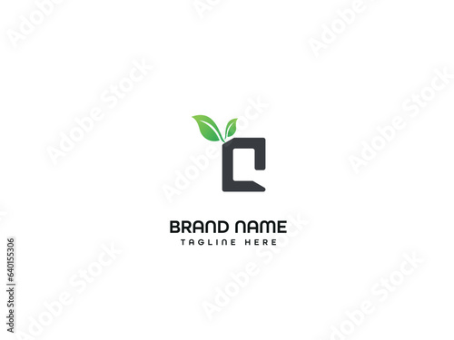 leaf letter minimal logo design