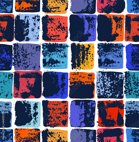 Aged seamless tiles vector design, old grunge texture medley endless motif, vintage art.