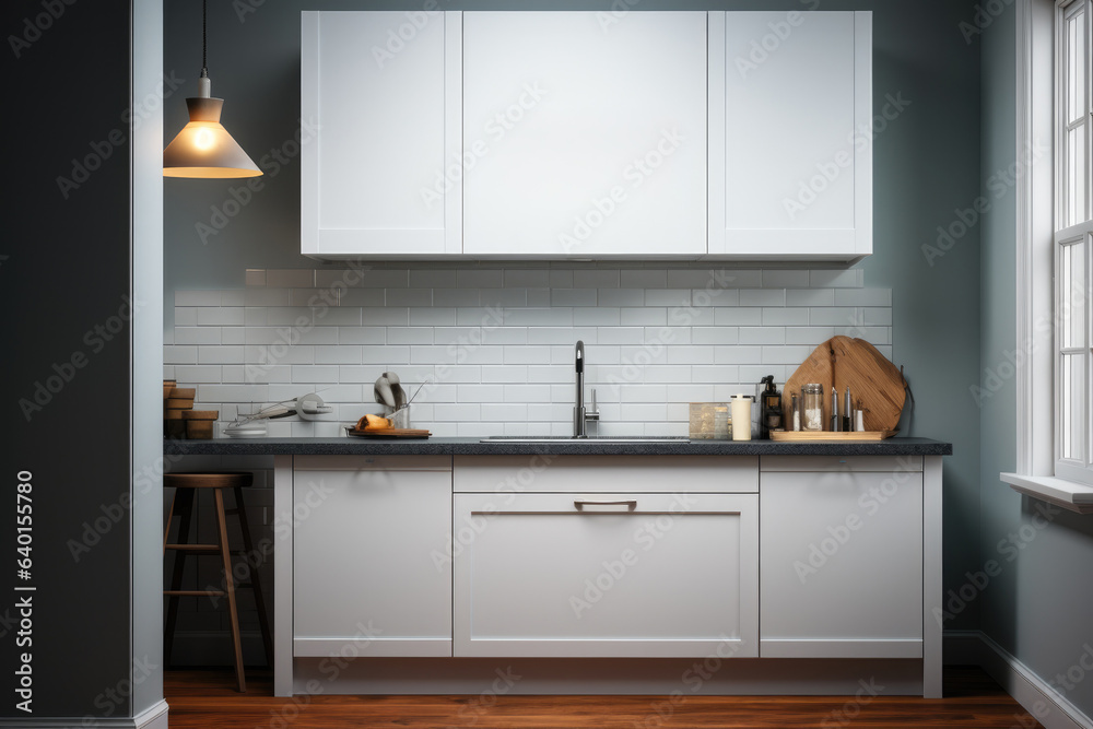 Fototapeta premium Blank picture frame mockup with copy space. Generative AI