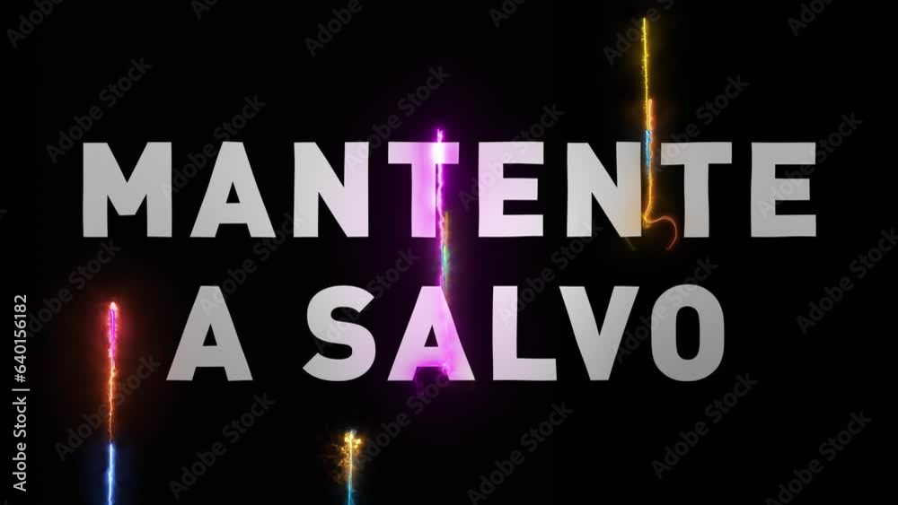 Repeating splash screen with the words STAY SAFE in Spanish. Endlessly