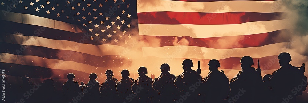 Veterans Day in USA, American flag with free space.  - obrazy, fototapety, plakaty 