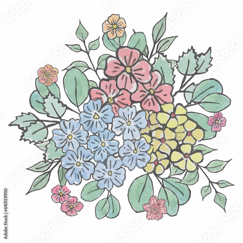 Vector floral arrangement collection. Watercolor illustration
