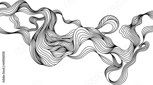 Abstract shape wallpaper. Hand drawn line illustration background. Ink painting style composition for decoration.