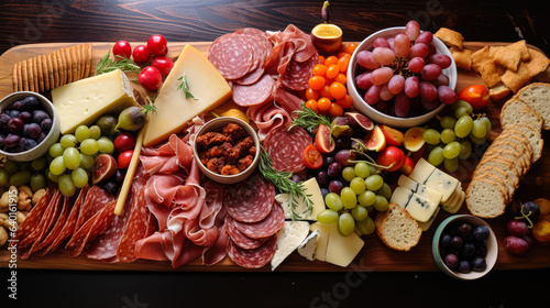 Savoring Artistry: Indulging in a Delectable Charcuterie and Cheese Platter, food concept.