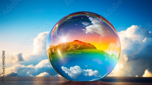 Glass Bubble Treasure: Vibrant Mini Rainbow, generative Ai