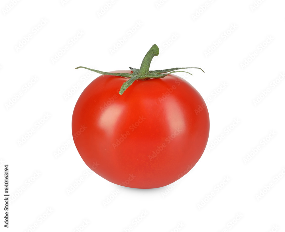 One red ripe cherry tomato isolated on white One red ripe cherry tomato isolated on white