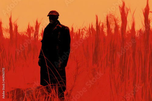 silhouette of a person in a wheat field - displaying climate crisis