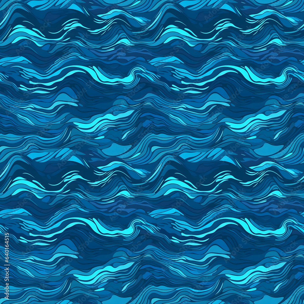 水色の流れるような曲線のシームレス背景イメージ素材