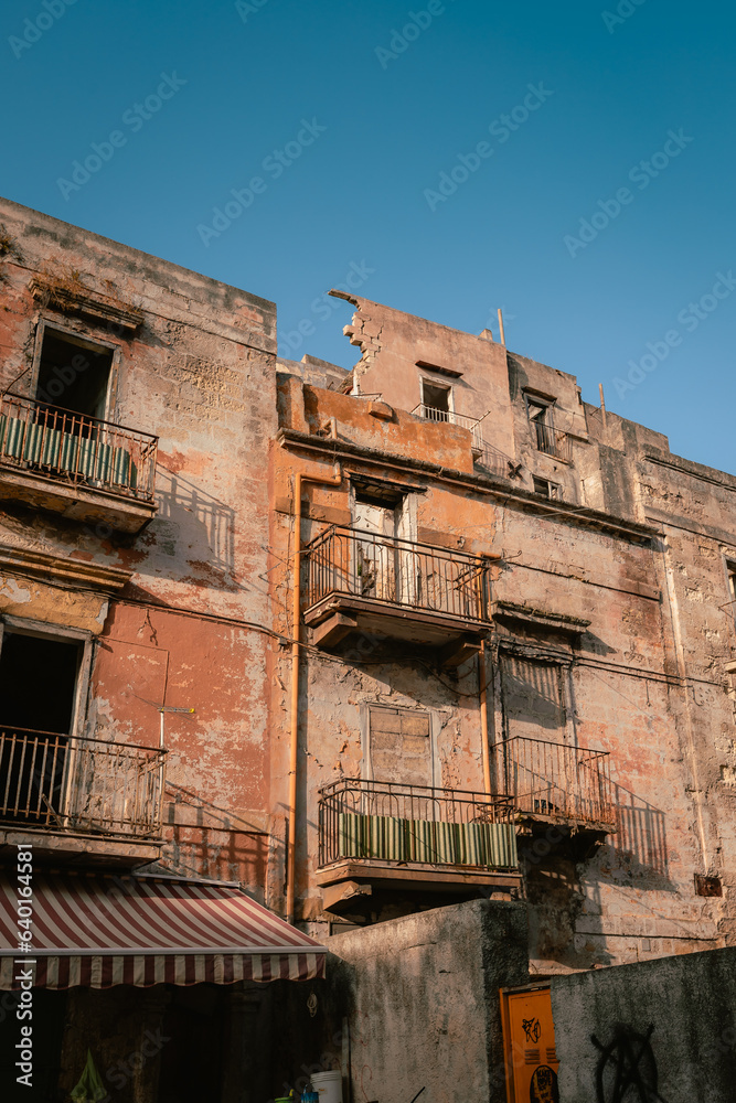 Facade of old abandoned buildings Facade of old abandoned buildings