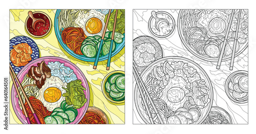 food on a plate coloring book