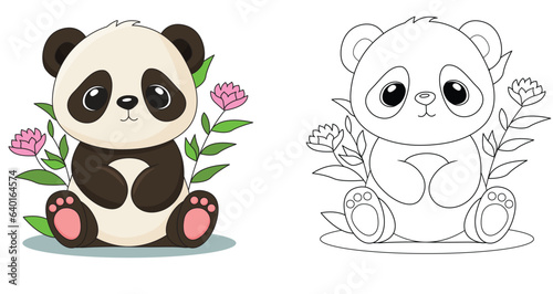 panda cute cartoon flat illustration