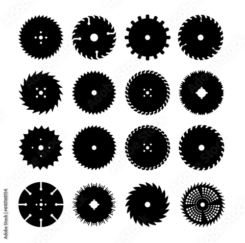 Circular saw. Rotary flat blades saw machine, cut teeth machine for carpentry, machine for wood construction. Vector