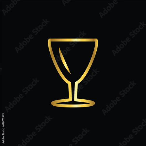 gold color wine glass icon, vector, template, logo, trendy, collection, flat, design