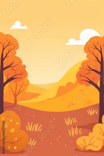 Autumn landscape background. Hello Autumn  vector illustration. Generative AI