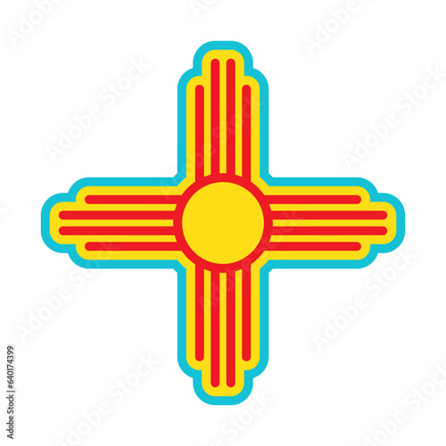 Native Americans sun Zia symbol. Isolated vector icon