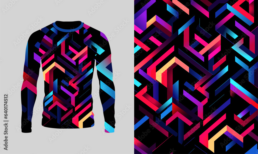 Long sleeve jersey geometric texture for extreme sport, racing, gym, cycling, training, motocross, travel. Vector backdrop Long sleeve jersey geometric texture for extreme sport, racing, gym, cycling, training, motocross, travel. Vector backdrop