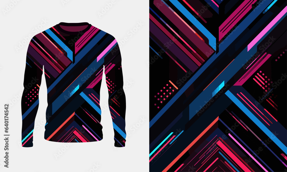 Long sleeve jersey geometric texture for extreme sport, racing, gym, cycling, training, motocross, travel. Vector backdrop Long sleeve jersey geometric texture for extreme sport, racing, gym, cycling, training, motocross, travel. Vector backdrop