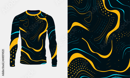 Long sleeve jersey topographic lines texture for extreme sport, racing, gym, cycling, training, motocross, travel. Vector backdrop
