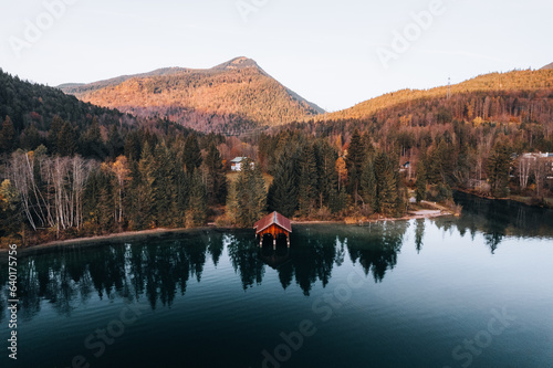 Aerial Photo of Lake Walchensee, behind Jochberg, Upper Bavaria, Germany Europe © Peter