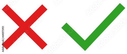 Check mark signs. Check and cross symbol. Vector illustration isolated on white background