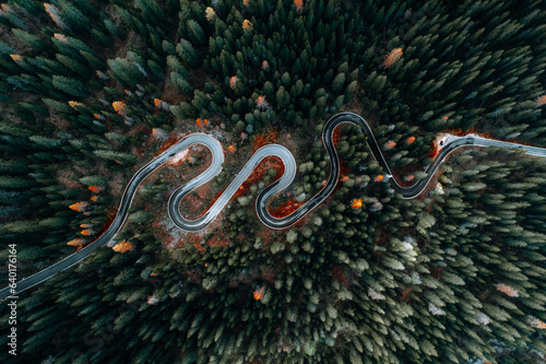 Aerial Photo of Snake Road in Passo Giau Cortina d Ampezzo Dolomites Italy photo