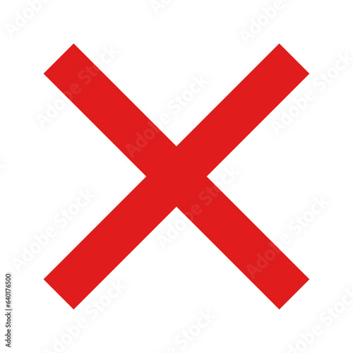 Red cross icon. Symbol No or X button for correct, vote, check, not approved, error, wrong and failed decision. Vector illustration