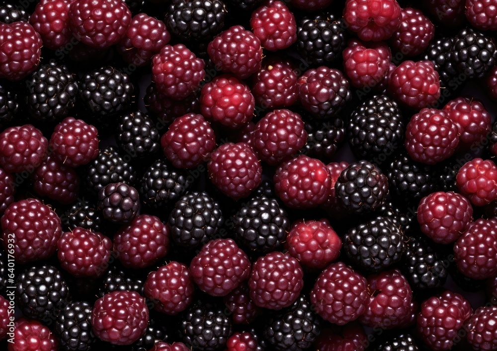Professional photography of Pattern of Boysenberries fruits. Gen