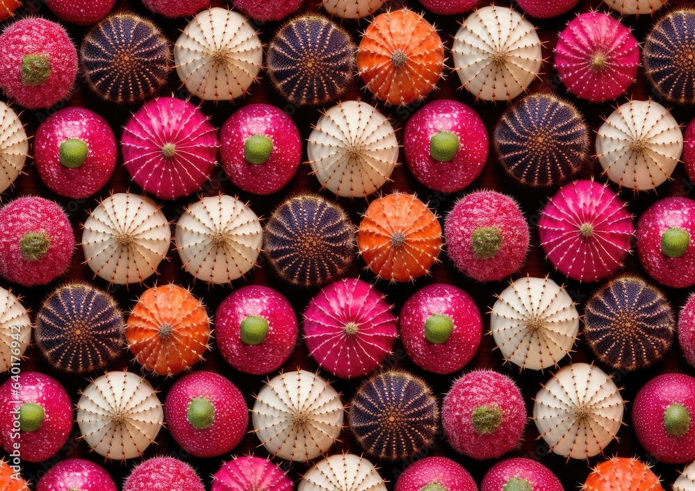 Professional photography of Pattern of Cactus fruits. Generative