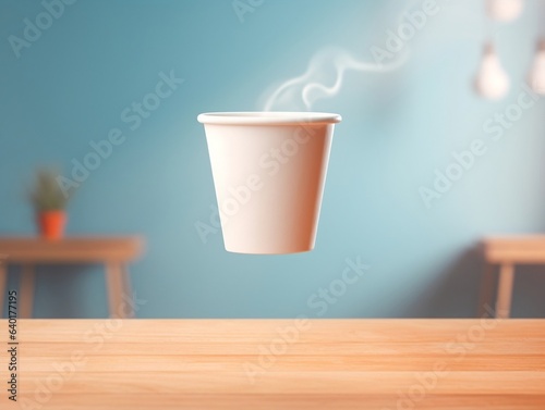 Levitating paper cup mockup generative ai