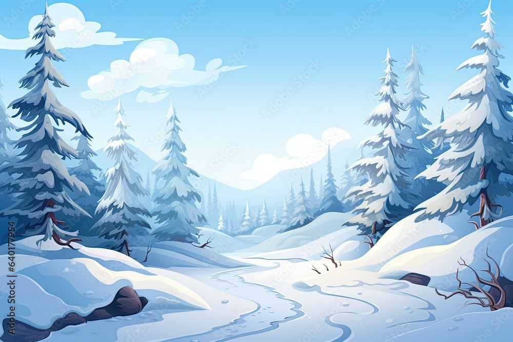 winter forest landscape . Generative AI .