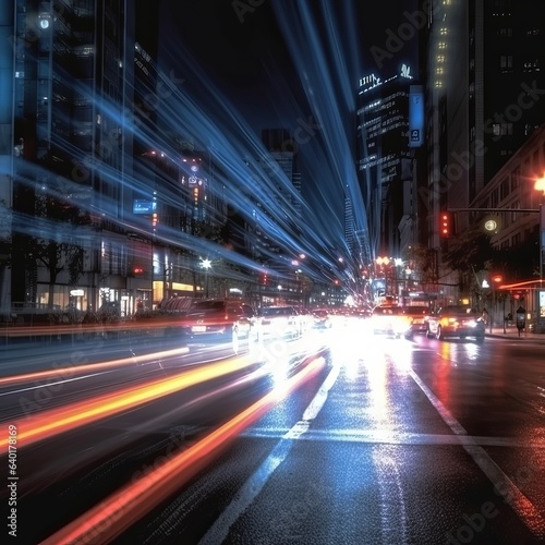 motion cars on street, night view, moving cars on city