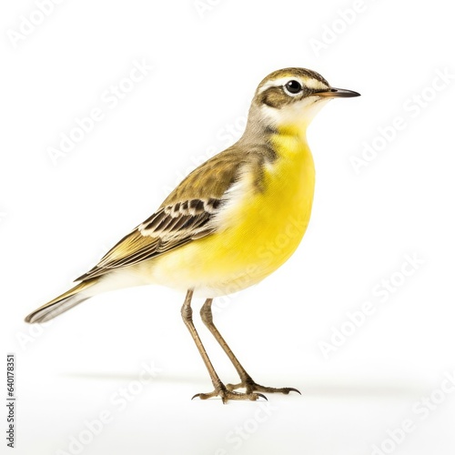 Eastern yellow wagtail bird isolated on white