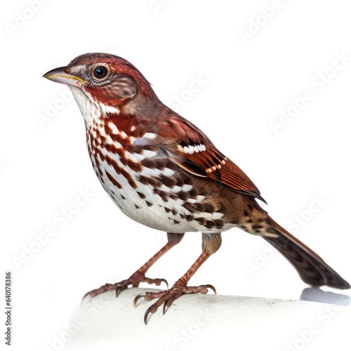 Fox sparrow bird isolated on white