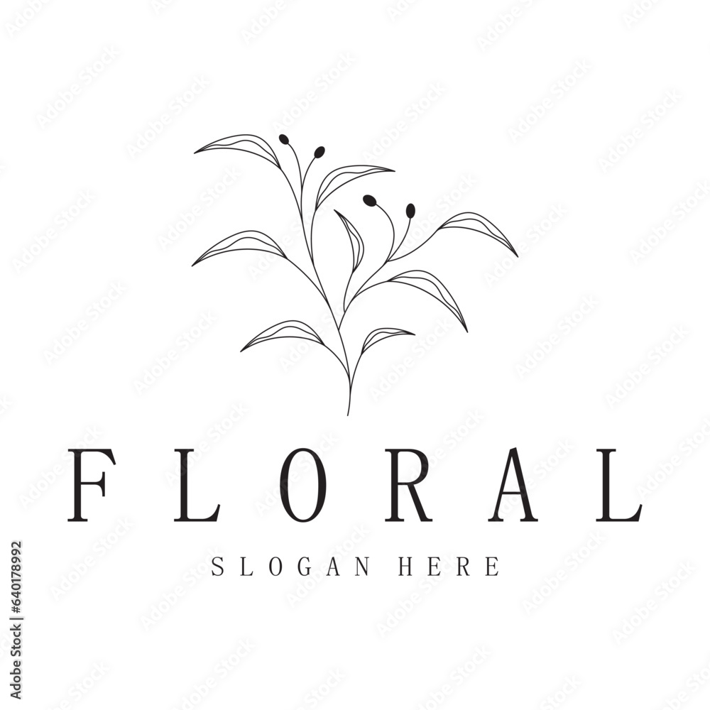 Elegant floral and leaf frame. Delicate botanical vector illustration for labels, spas, corporate identity, and wedding invitations Elegant floral and leaf frame. Delicate botanical vector illustration for labels, spas, corporate identity, and wedding invitations