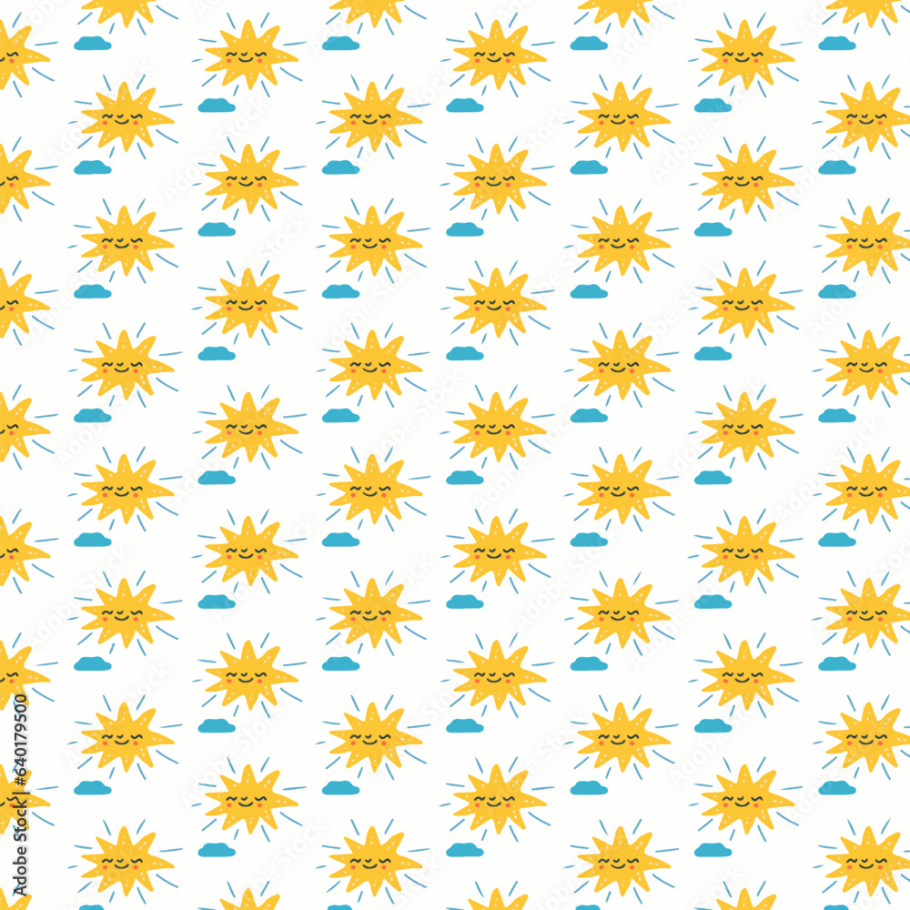 Cute sun pattern used for wallpaper, wrapping paper, fabric and etc. Cute sun pattern used for wallpaper, wrapping paper, fabric and etc.