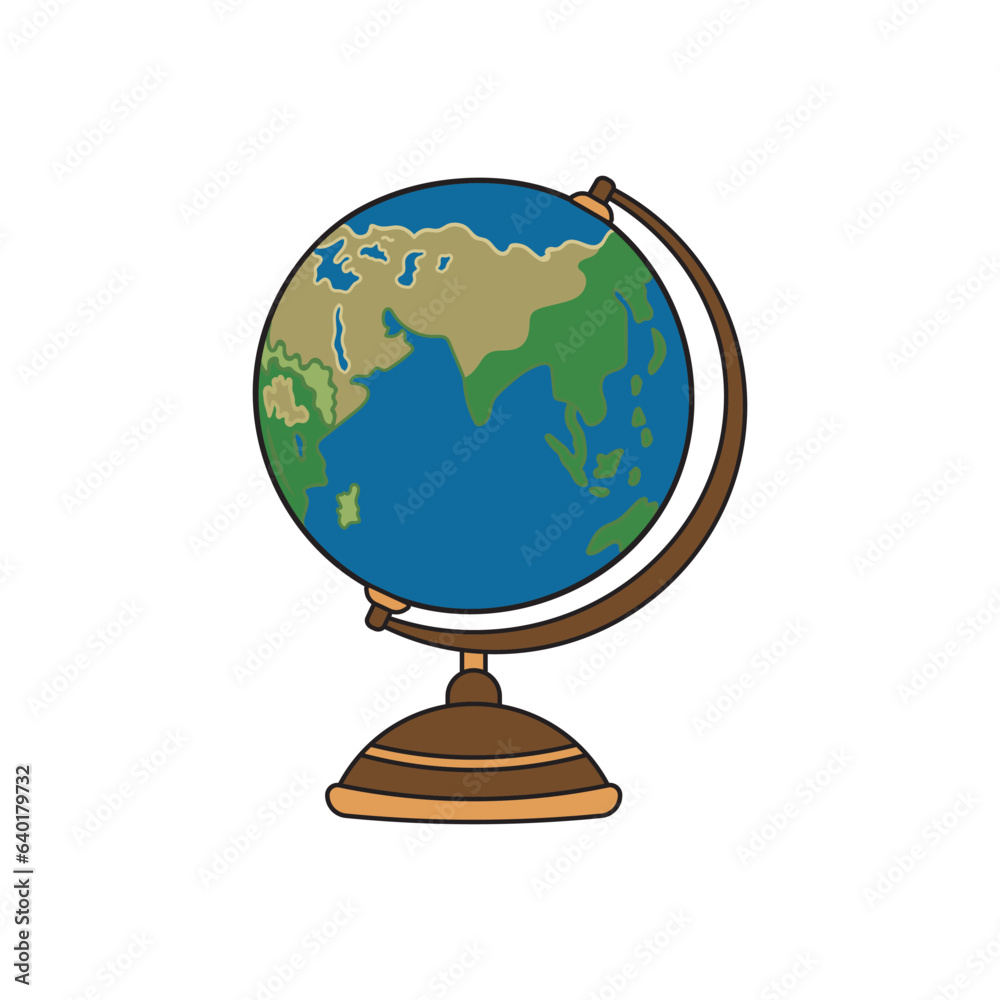 Kids drawing Cartoon Vector illustration globe icon Isolated on White Background Kids drawing Cartoon Vector illustration globe icon Isolated on White Background