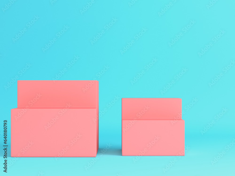 Abstract pink geometrical shapes for display product on bright blue background in pastel colors. Minimalism concept Abstract pink geometrical shapes for display product on bright blue background in pastel colors. Minimalism concept