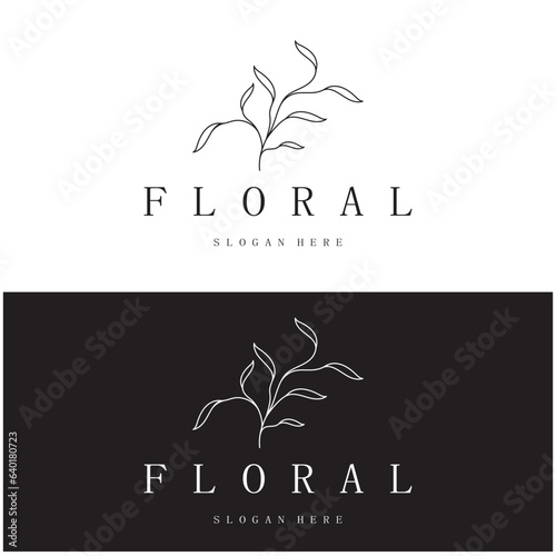 Elegant floral and leaf frame. Delicate botanical vector illustration for labels, spas, corporate identity, and wedding invitations