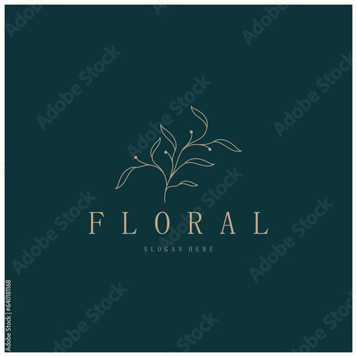 Elegant floral and leaf frame. Delicate botanical vector illustration for labels, spas, corporate identity, and wedding invitations