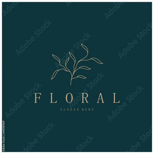 Elegant floral and leaf frame. Delicate botanical vector illustration for labels, spas, corporate identity, and wedding invitations