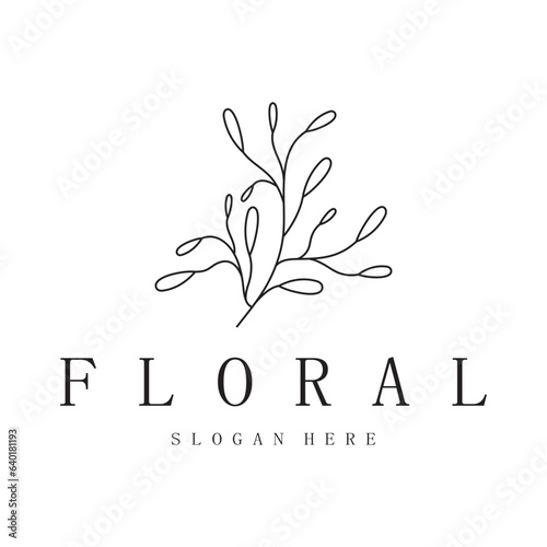Elegant floral and leaf frame. Delicate botanical vector illustration for labels, spas, corporate identity, and wedding invitations