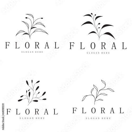 Elegant floral and leaf frame. Delicate botanical vector illustration for labels, spas, corporate identity, and wedding invitations