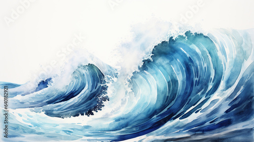 A captivating abstract watercolor painting depicting the power and beauty of the ocean, capturing the raw energy of a wave in a stunning sketch of nature